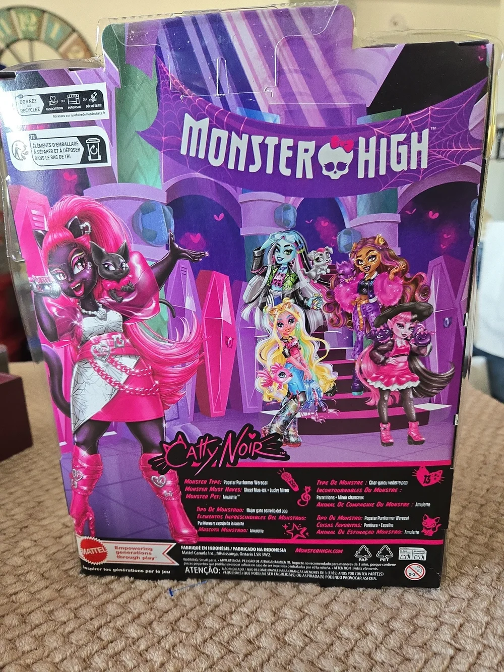 Monster High Cathy Noir Doll - Black & Hot Pink